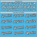 Custom Sky Blue Black Pinstripe White Two-Button Unisex Softball Jersey