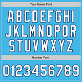 Custom Sky Blue Navy Pinstripe White Two-Button Unisex Softball Jersey