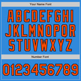 Custom Electric Blue Black Pinstripe Orange Two-Button Unisex Softball Jersey