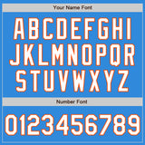 Custom Electric Blue Orange Pinstripe White Two-Button Unisex Softball Jersey