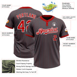 Custom Steel Gray Red Pinstripe White Two-Button Unisex Softball Jersey