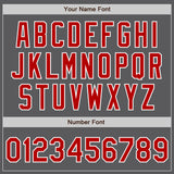 Custom Steel Gray Red Pinstripe White Two-Button Unisex Softball Jersey