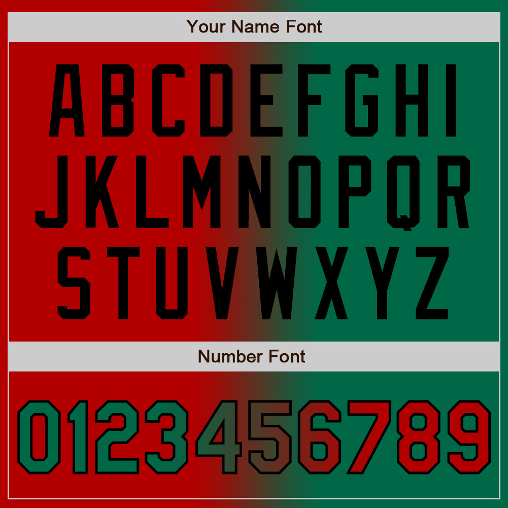 Custom Red Kelly Green-Black Gradient Fashion Two-Button Unisex Softball Jersey