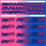 Custom Thunder Blue Pink-Black Gradient Fashion Two-Button Unisex Softball Jersey