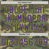 Custom Camo Purple-Neon Green Salute To Service Two-Button Unisex Softball Jersey