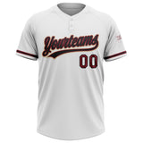 Custom White Black Crimson-Cream Two-Button Unisex Softball Jersey