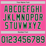 Custom Pink Green-White Two-Button Unisex Softball Jersey