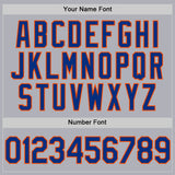 Custom Gray Royal-Orange Two-Button Unisex Softball Jersey