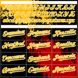 Custom Black Gold-Red 3D Pattern Abstract Brush Stroke Two-Button Unisex Softball Jersey