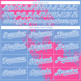 Custom Pink Light Blue-White 3D Pattern Abstract Brush Stroke Two-Button Unisex Softball Jersey