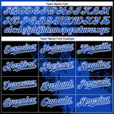 Custom Black Thunder Blue-White 3D Pattern Abstract Brush Stroke Two-Button Unisex Softball Jersey