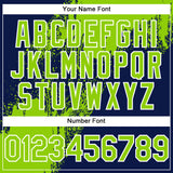 Custom Neon Green Navy-White 3D Pattern Abstract Brush Stroke Two-Button Unisex Softball Jersey