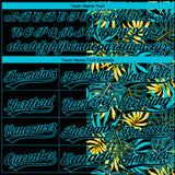 Custom Black Lakes Blue 3D Pattern Hawaii Tropical Palm Leaves Two-Button Unisex Softball Jersey