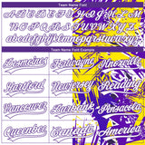 Custom White Purple 3D Pattern Tropical Palm Leaves Two-Button Unisex Softball Jersey