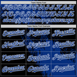 Custom Royal Black-White 3D Pattern Abstract Brush Stroke Two-Button Unisex Softball Jersey