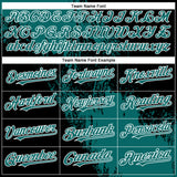 Custom Teal Black-White 3D Pattern Abstract Brush Stroke Two-Button Unisex Softball Jersey
