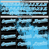 Custom Sky Blue Black-White 3D Pattern Abstract Brush Stroke Two-Button Unisex Softball Jersey
