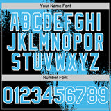 Custom Sky Blue Black-White 3D Pattern Abstract Brush Stroke Two-Button Unisex Softball Jersey