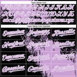 Custom Light Purple Black-White 3D Pattern Abstract Brush Stroke Two-Button Unisex Softball Jersey