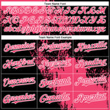 Custom Neon Pink Black-White 3D Pattern Abstract Brush Stroke Two-Button Unisex Softball Jersey