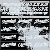 Custom Silver Black-White 3D Pattern Abstract Brush Stroke Two-Button Unisex Softball Jersey