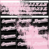 Custom Light Pink Black-White 3D Pattern Abstract Brush Stroke Two-Button Unisex Softball Jersey