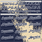 Custom Cream Navy-White 3D Pattern Abstract Brush Stroke Two-Button Unisex Softball Jersey