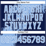 Custom Light Blue Navy-White 3D Pattern Abstract Brush Stroke Two-Button Unisex Softball Jersey