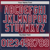 Custom Crimson Navy-White 3D Pattern Abstract Brush Stroke Two-Button Unisex Softball Jersey