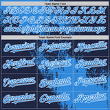 Custom Electric Blue Navy-White 3D Pattern Abstract Brush Stroke Two-Button Unisex Softball Jersey