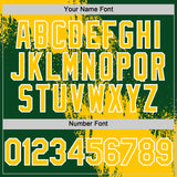 Custom Yellow Green-White 3D Pattern Abstract Brush Stroke Two-Button Unisex Softball Jersey