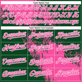 Custom Pink Green-White 3D Pattern Abstract Brush Stroke Two-Button Unisex Softball Jersey
