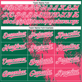 Custom Neon Pink Kelly Green-White 3D Pattern Abstract Brush Stroke Two-Button Unisex Softball Jersey
