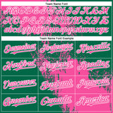 Custom Pink Kelly Green-White 3D Pattern Abstract Brush Stroke Two-Button Unisex Softball Jersey
