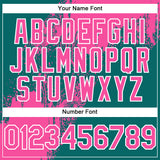 Custom Pink Teal-White 3D Pattern Abstract Brush Stroke Two-Button Unisex Softball Jersey
