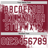Custom White Crimson 3D Pattern Abstract Brush Stroke Two-Button Unisex Softball Jersey