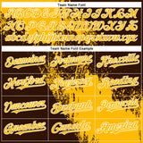 Custom Gold Brown-White 3D Pattern Abstract Brush Stroke Two-Button Unisex Softball Jersey