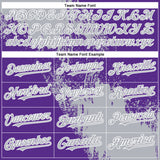 Custom Gray Purple-White 3D Pattern Abstract Brush Stroke Two-Button Unisex Softball Jersey