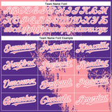 Custom Medium Pink Purple-White 3D Pattern Abstract Brush Stroke Two-Button Unisex Softball Jersey