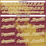 Custom Old Gold Burgundy-White 3D Pattern Abstract Brush Stroke Two-Button Unisex Softball Jersey
