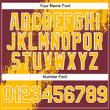 Custom Gold Burgundy-White 3D Pattern Abstract Brush Stroke Two-Button Unisex Softball Jersey