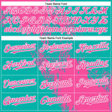 Custom Pink Aqua-White 3D Pattern Abstract Brush Stroke Two-Button Unisex Softball Jersey