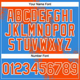 Custom Orange Electric Blue-White 3D Pattern Abstract Brush Stroke Two-Button Unisex Softball Jersey