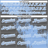 Custom Light Blue Steel Gray-White 3D Pattern Abstract Brush Stroke Two-Button Unisex Softball Jersey