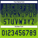 Custom Navy Neon Green 3D Gradient Square Shape Two-Button Unisex Softball Jersey
