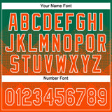 Custom Kelly Green Orange-White 3D Gradient Square Shape Two-Button Unisex Softball Jersey
