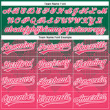 Custom Kelly Green Neon Pink-White 3D Gradient Square Shape Two-Button Unisex Softball Jersey