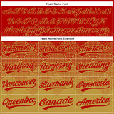 Custom Red Old Gold 3D Gradient Square Shape Two-Button Unisex Softball Jersey