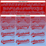 Custom Red Light Blue 3D Gradient Square Shape Two-Button Unisex Softball Jersey