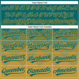 Custom Teal Old Gold 3D Gradient Square Shape Two-Button Unisex Softball Jersey